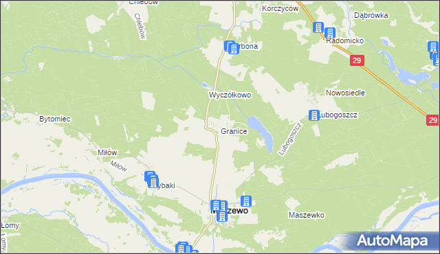 mapa Granice gmina Maszewo, Granice gmina Maszewo na mapie Targeo