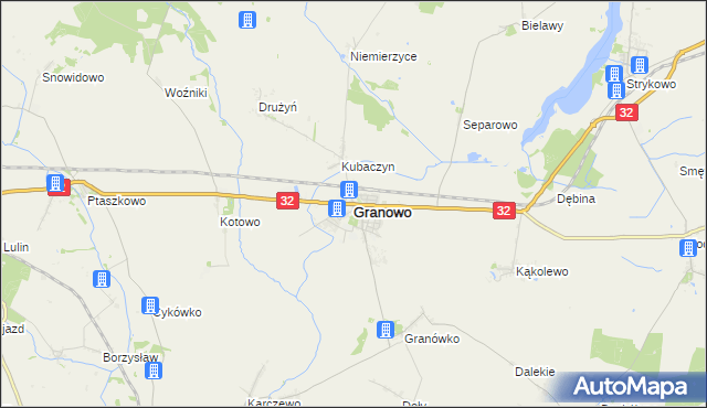 mapa Granowo powiat grodziski, Granowo powiat grodziski na mapie Targeo