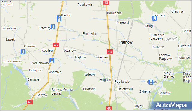 mapa Grębień, Grębień na mapie Targeo