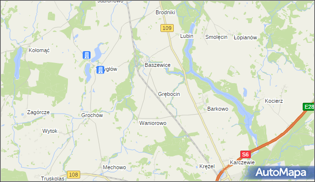 mapa Grębocin gmina Gryfice, Grębocin gmina Gryfice na mapie Targeo