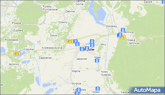 mapa Grębów powiat tarnobrzeski, Grębów powiat tarnobrzeski na mapie Targeo