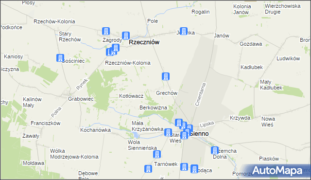 mapa Grechów, Grechów na mapie Targeo