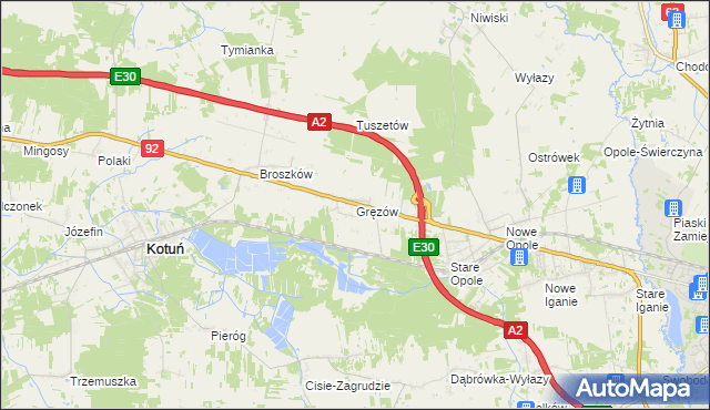 mapa Gręzów, Gręzów na mapie Targeo