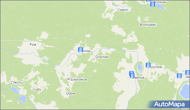 mapa Grochów gmina Gubin, Grochów gmina Gubin na mapie Targeo