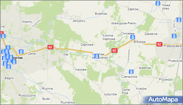 mapa Grochów Włościański, Grochów Włościański na mapie Targeo