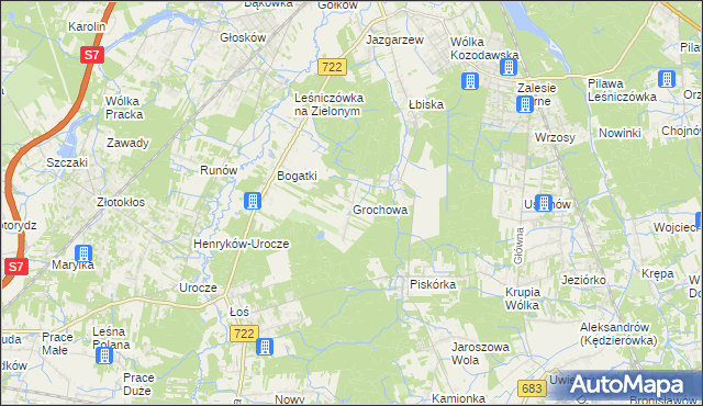 mapa Grochowa gmina Piaseczno, Grochowa gmina Piaseczno na mapie Targeo