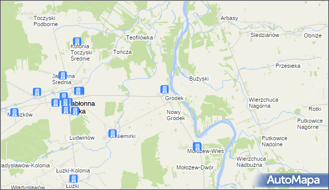 mapa Gródek gmina Jabłonna Lacka, Gródek gmina Jabłonna Lacka na mapie Targeo