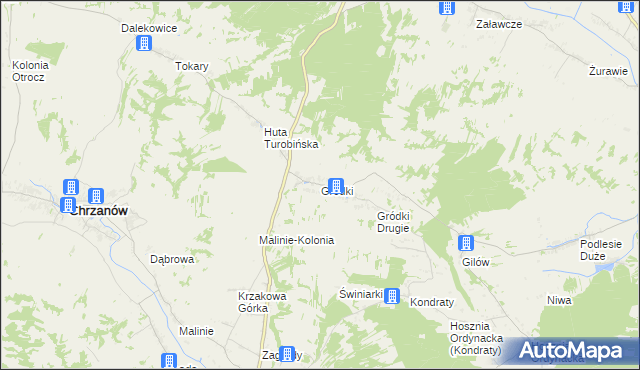 mapa Gródki gmina Turobin, Gródki gmina Turobin na mapie Targeo
