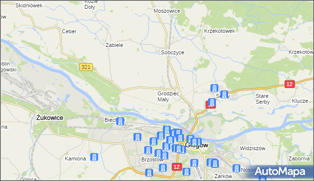 mapa Grodziec Mały, Grodziec Mały na mapie Targeo