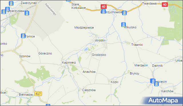 mapa Grodzisko gmina Pawłowiczki, Grodzisko gmina Pawłowiczki na mapie Targeo
