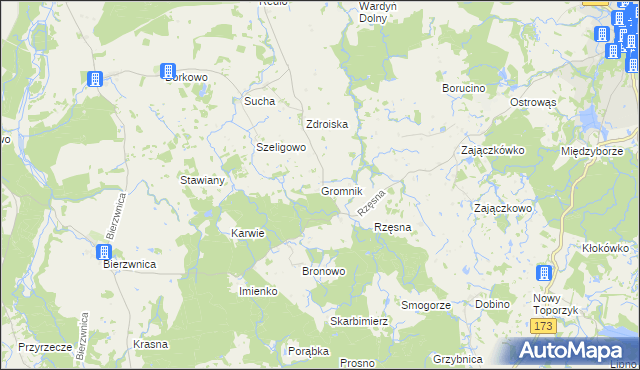 mapa Gromnik gmina Połczyn-Zdrój, Gromnik gmina Połczyn-Zdrój na mapie Targeo