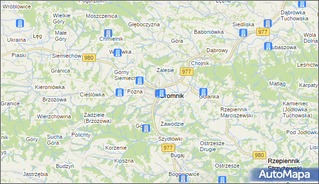 mapa Gromnik powiat tarnowski, Gromnik powiat tarnowski na mapie Targeo