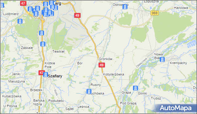 mapa Gronków, Gronków na mapie Targeo