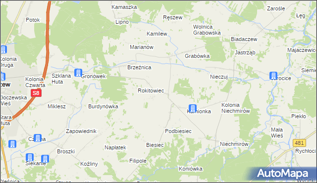 mapa Gronów gmina Burzenin, Gronów gmina Burzenin na mapie Targeo