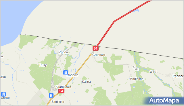 mapa Gronowo gmina Braniewo, Gronowo gmina Braniewo na mapie Targeo