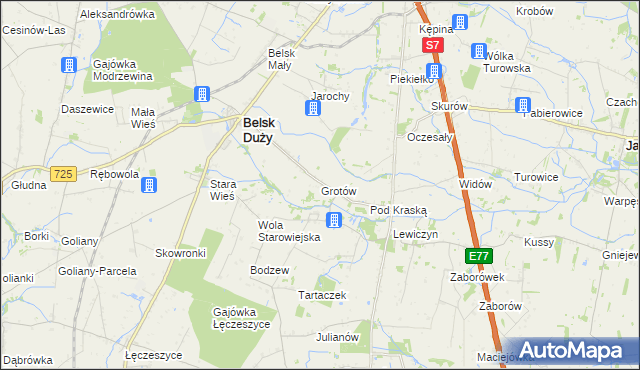 mapa Grotów gmina Belsk Duży, Grotów gmina Belsk Duży na mapie Targeo