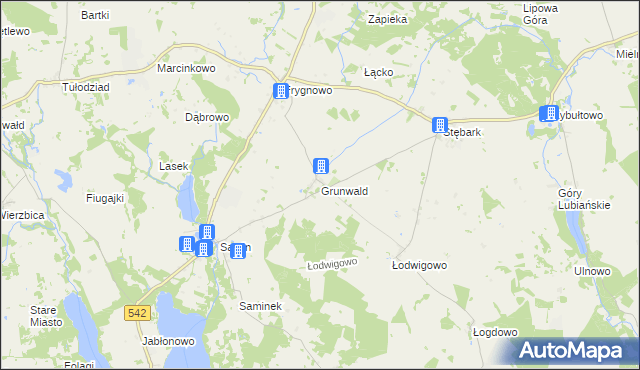 mapa Grunwald powiat ostródzki, Grunwald powiat ostródzki na mapie Targeo