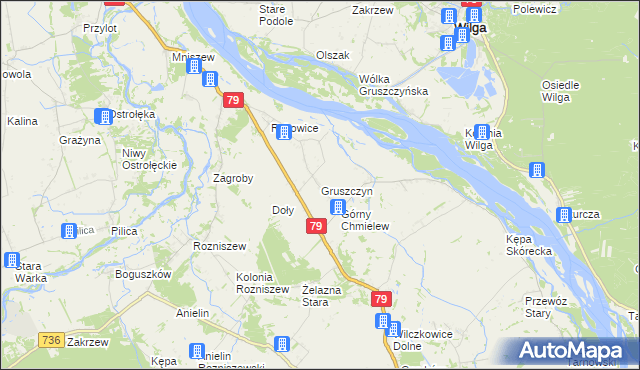 mapa Gruszczyn gmina Magnuszew, Gruszczyn gmina Magnuszew na mapie Targeo