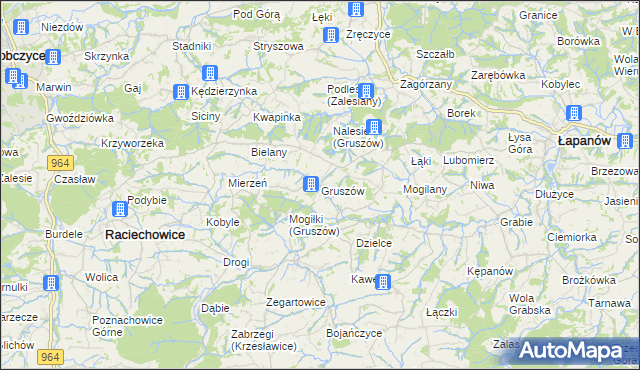 mapa Gruszów gmina Raciechowice, Gruszów gmina Raciechowice na mapie Targeo