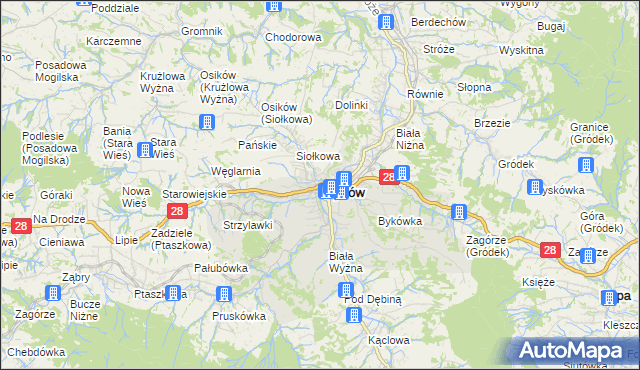 mapa Grybów, Grybów na mapie Targeo