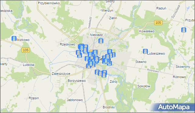 mapa Gryfice, Gryfice na mapie Targeo