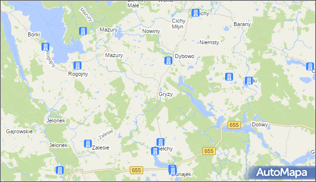 mapa Gryzy, Gryzy na mapie Targeo