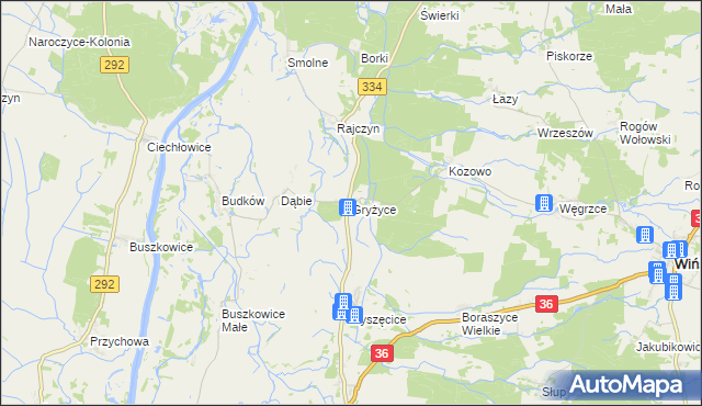 mapa Gryżyce gmina Wińsko, Gryżyce gmina Wińsko na mapie Targeo