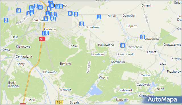 mapa Grzebień, Grzebień na mapie Targeo