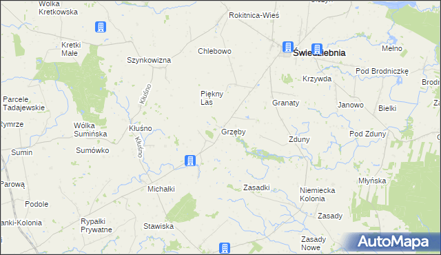 mapa Grzęby, Grzęby na mapie Targeo