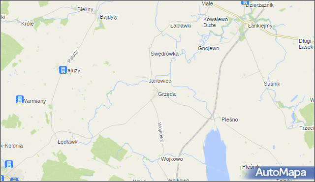 mapa Grzęda gmina Bisztynek, Grzęda gmina Bisztynek na mapie Targeo