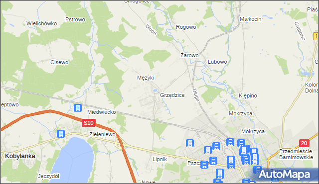 mapa Grzędzice, Grzędzice na mapie Targeo