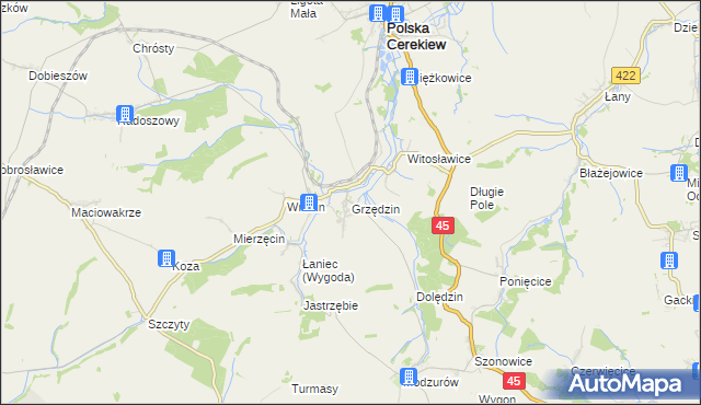 mapa Grzędzin, Grzędzin na mapie Targeo