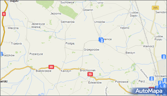 mapa Grzegorzów gmina Kondratowice, Grzegorzów gmina Kondratowice na mapie Targeo