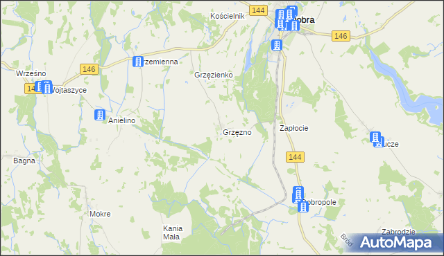 mapa Grzęzno, Grzęzno na mapie Targeo