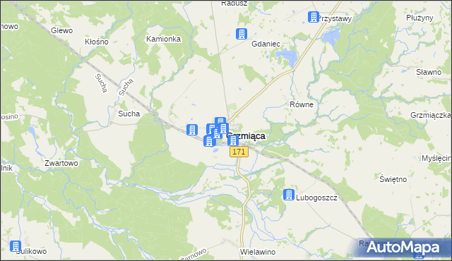 mapa Grzmiąca powiat szczecinecki, Grzmiąca powiat szczecinecki na mapie Targeo