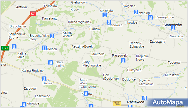 mapa Grzymałów gmina Słaboszów, Grzymałów gmina Słaboszów na mapie Targeo