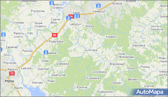 mapa Gumniska gmina Dębica, Gumniska gmina Dębica na mapie Targeo
