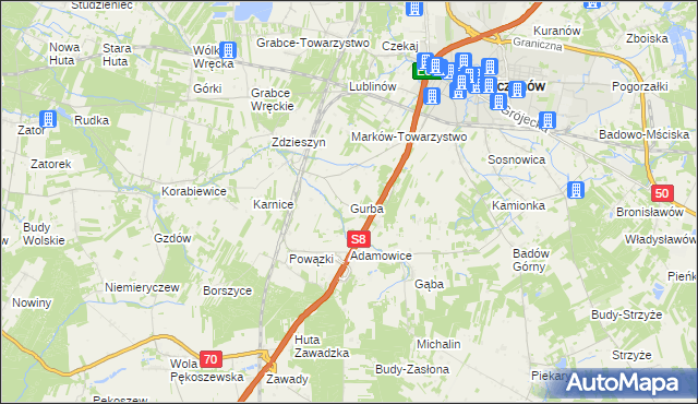 mapa Gurba, Gurba na mapie Targeo