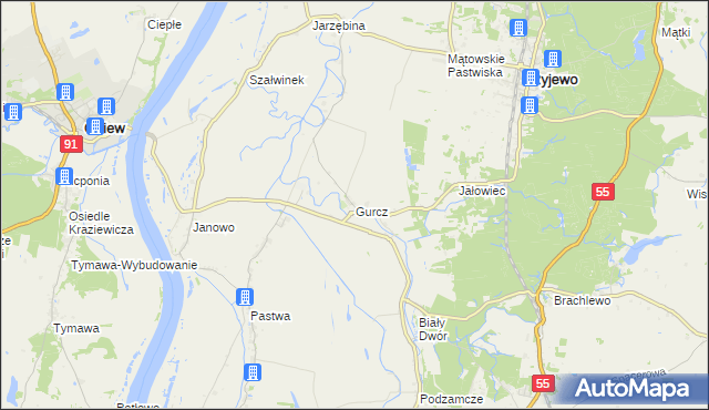 mapa Gurcz, Gurcz na mapie Targeo