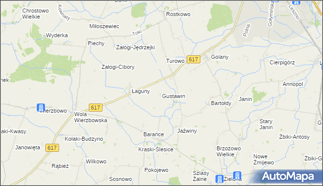 mapa Gustawin, Gustawin na mapie Targeo