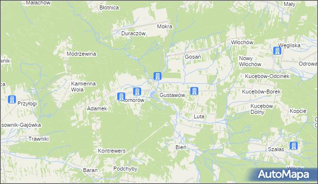 mapa Gustawów gmina Stąporków, Gustawów gmina Stąporków na mapie Targeo