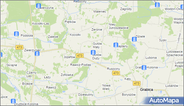 mapa Gutów Duży, Gutów Duży na mapie Targeo