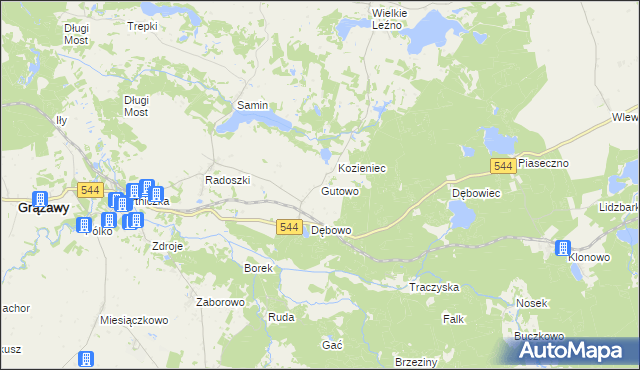 mapa Gutowo gmina Bartniczka, Gutowo gmina Bartniczka na mapie Targeo