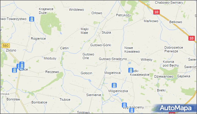mapa Gutowo-Stradzyno, Gutowo-Stradzyno na mapie Targeo