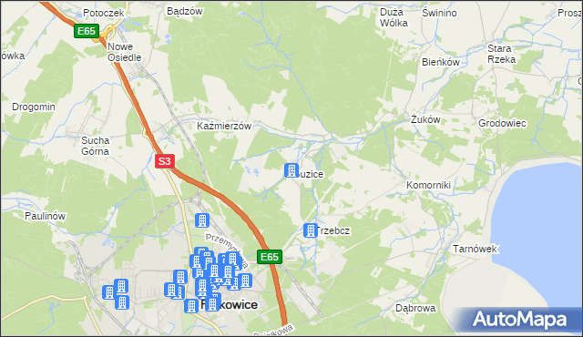 mapa Guzice, Guzice na mapie Targeo
