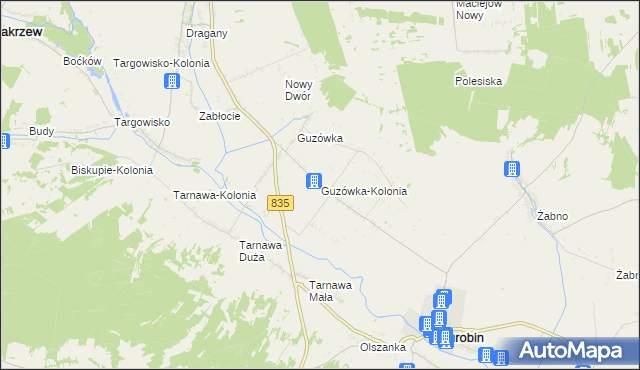 mapa Guzówka-Kolonia, Guzówka-Kolonia na mapie Targeo