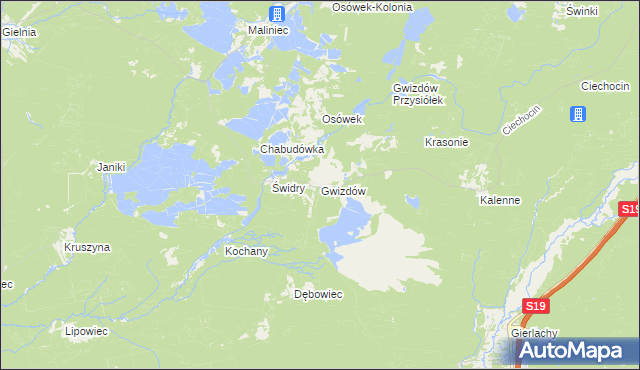 mapa Gwizdów gmina Modliborzyce, Gwizdów gmina Modliborzyce na mapie Targeo