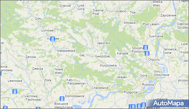 mapa Gwoździec gmina Zakliczyn, Gwoździec gmina Zakliczyn na mapie Targeo