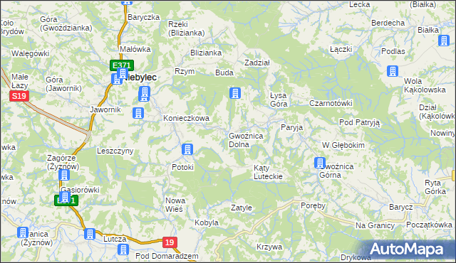mapa Gwoźnica Dolna, Gwoźnica Dolna na mapie Targeo