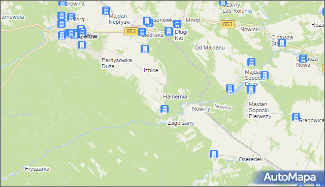 mapa Hamernia gmina Józefów, Hamernia gmina Józefów na mapie Targeo